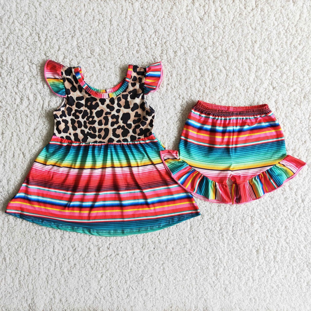 Promotion A1-3 Baby Girl Summer Leopard Stripe Shorts Outfit