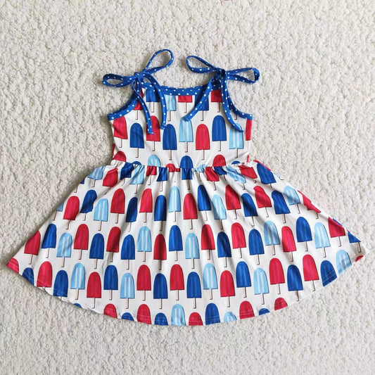 Promotion July 4th Baby Girl Sleeveless Summer Popsicle Twirl Dress RTS