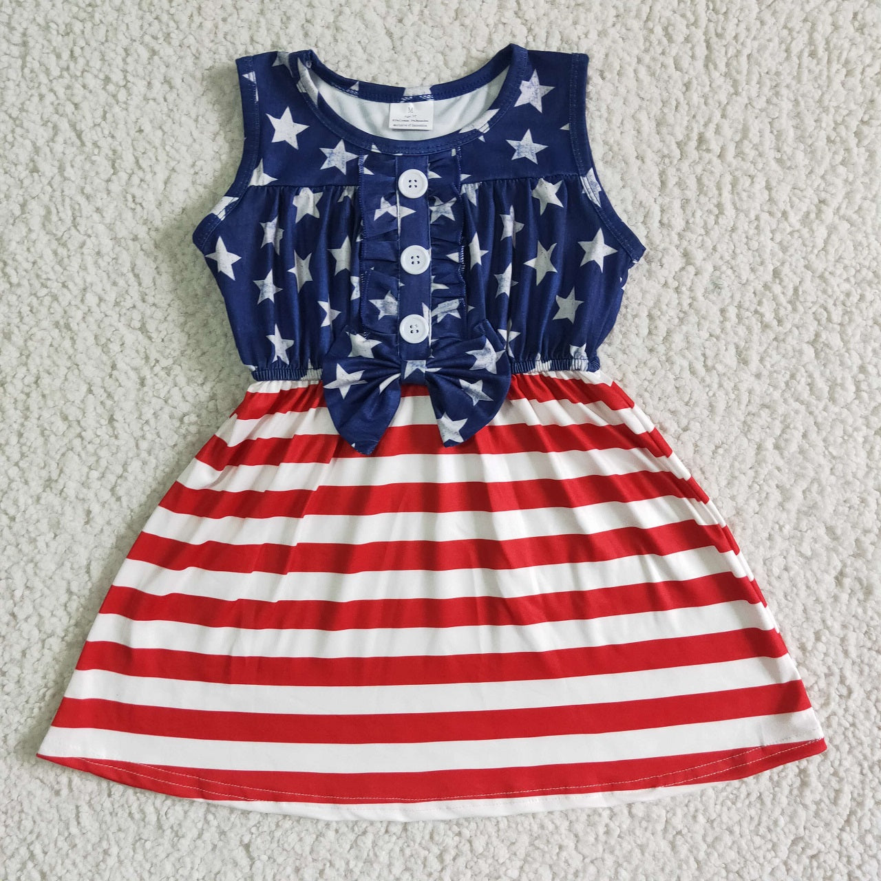 Promotion July 4th Baby Girl Stars Striped Sleeveless Dress
