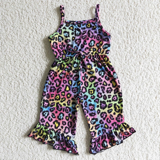 Promotion Baby Girl Straps Colorful Leopard Jumpsuit RTS