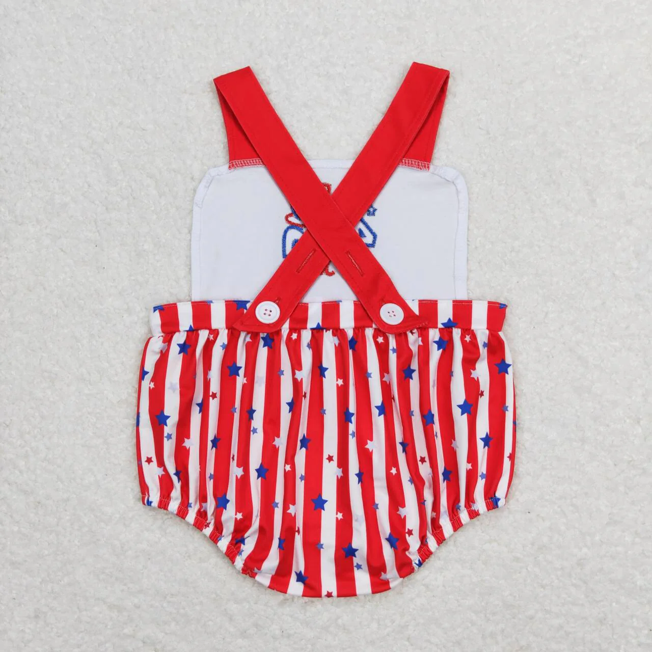Baby Boy Sleeveless Embroidery Stars Stripes Bubble Summer One Piece Romper