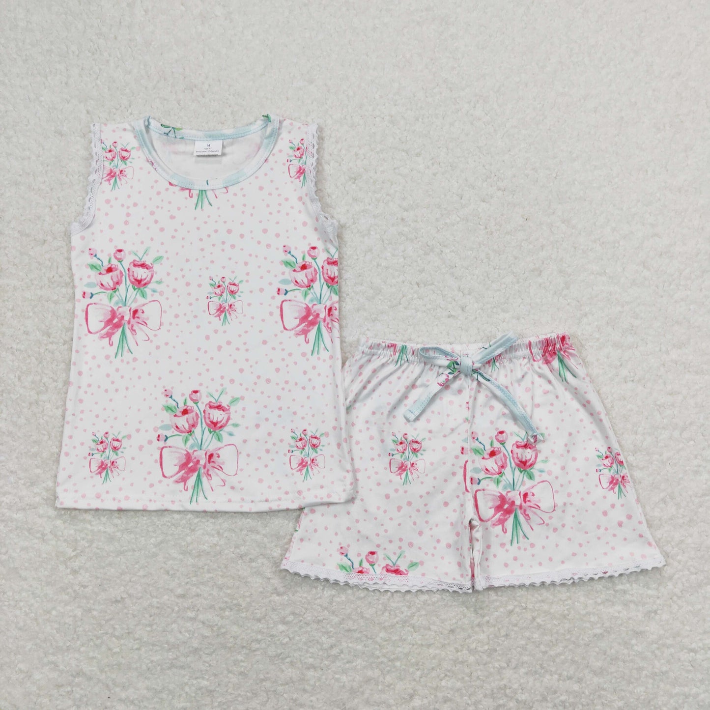 Baby Girl Sleeveless Floral Shirt Shorts Flower Pajamas Summer Set