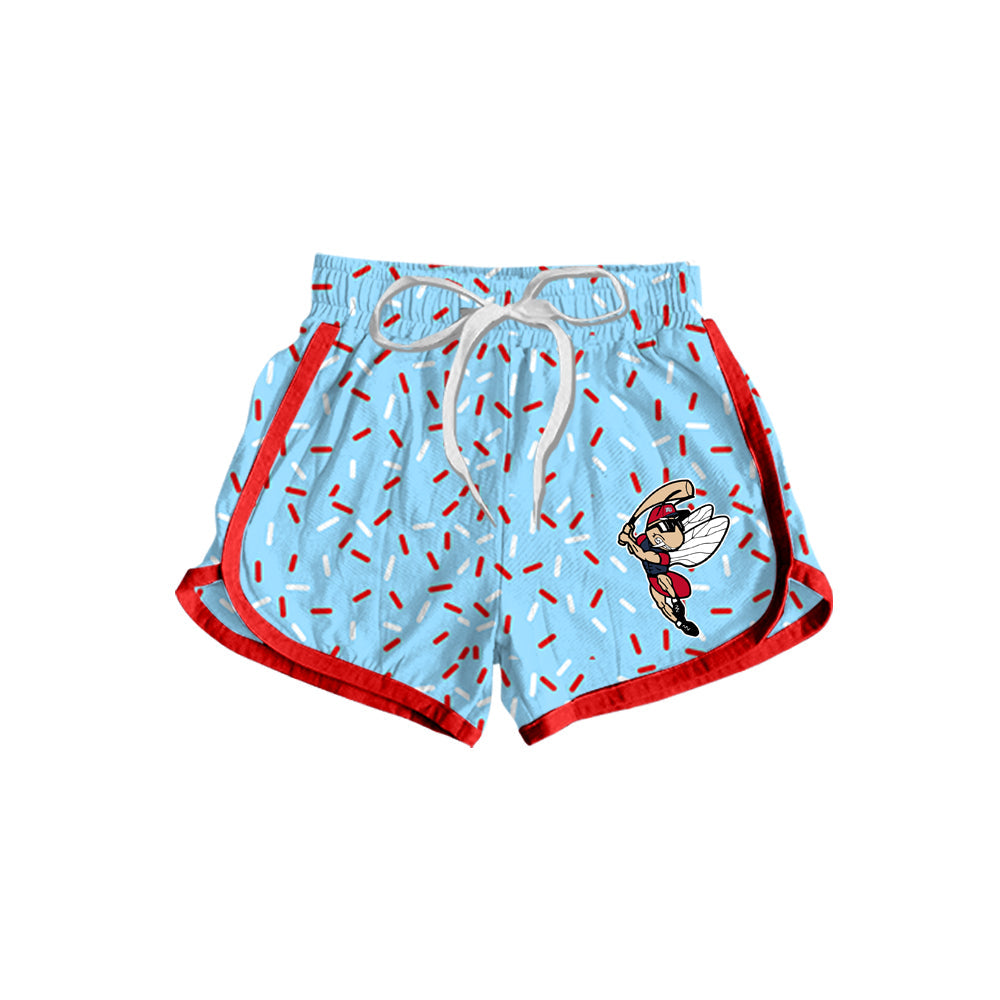 Adult Women Baseball Cartoon Team Blue Bee Shorts Skort ( Moq 5 )
