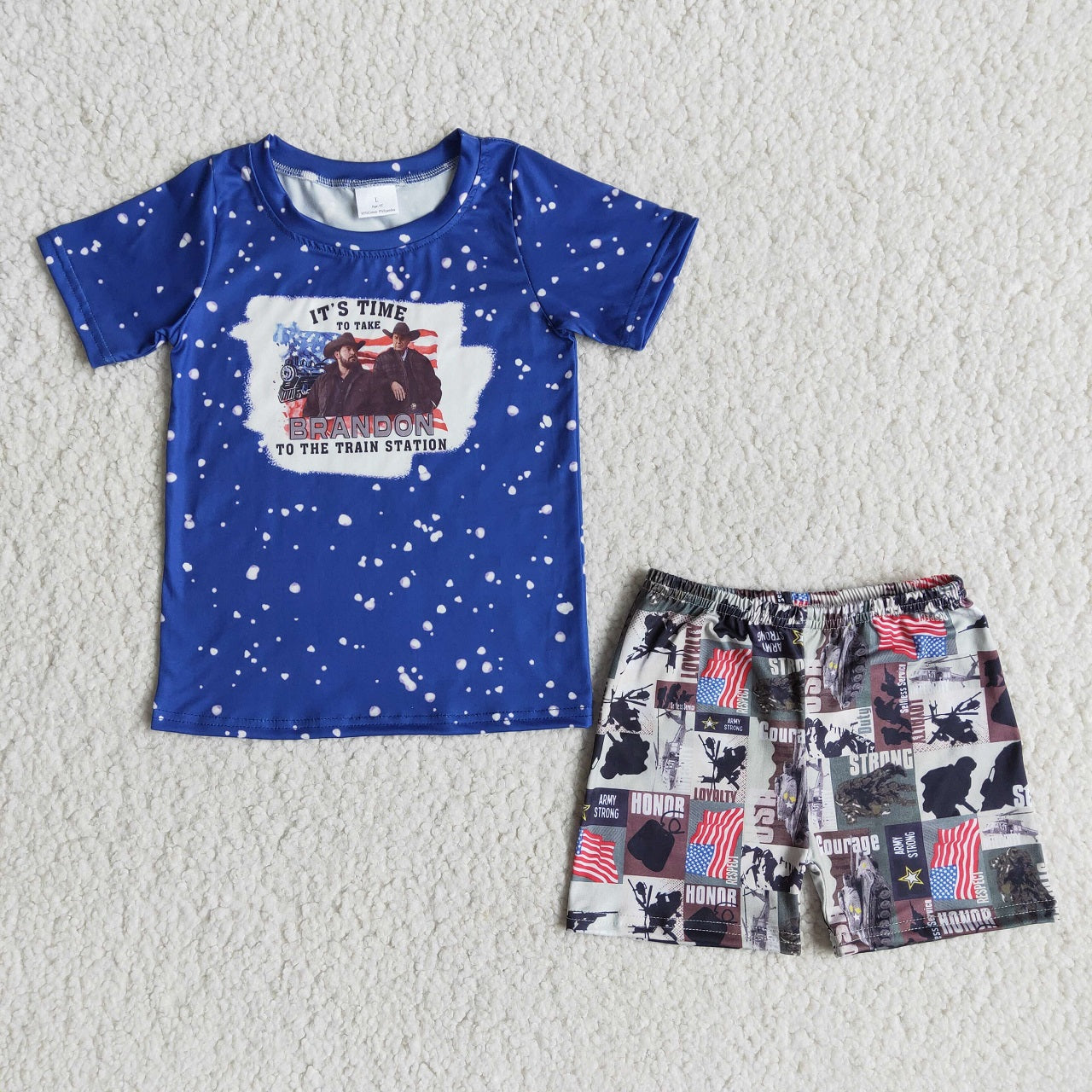 Promotion Baby Boy Blue Short Sleeves Shirt Shorts Outfit