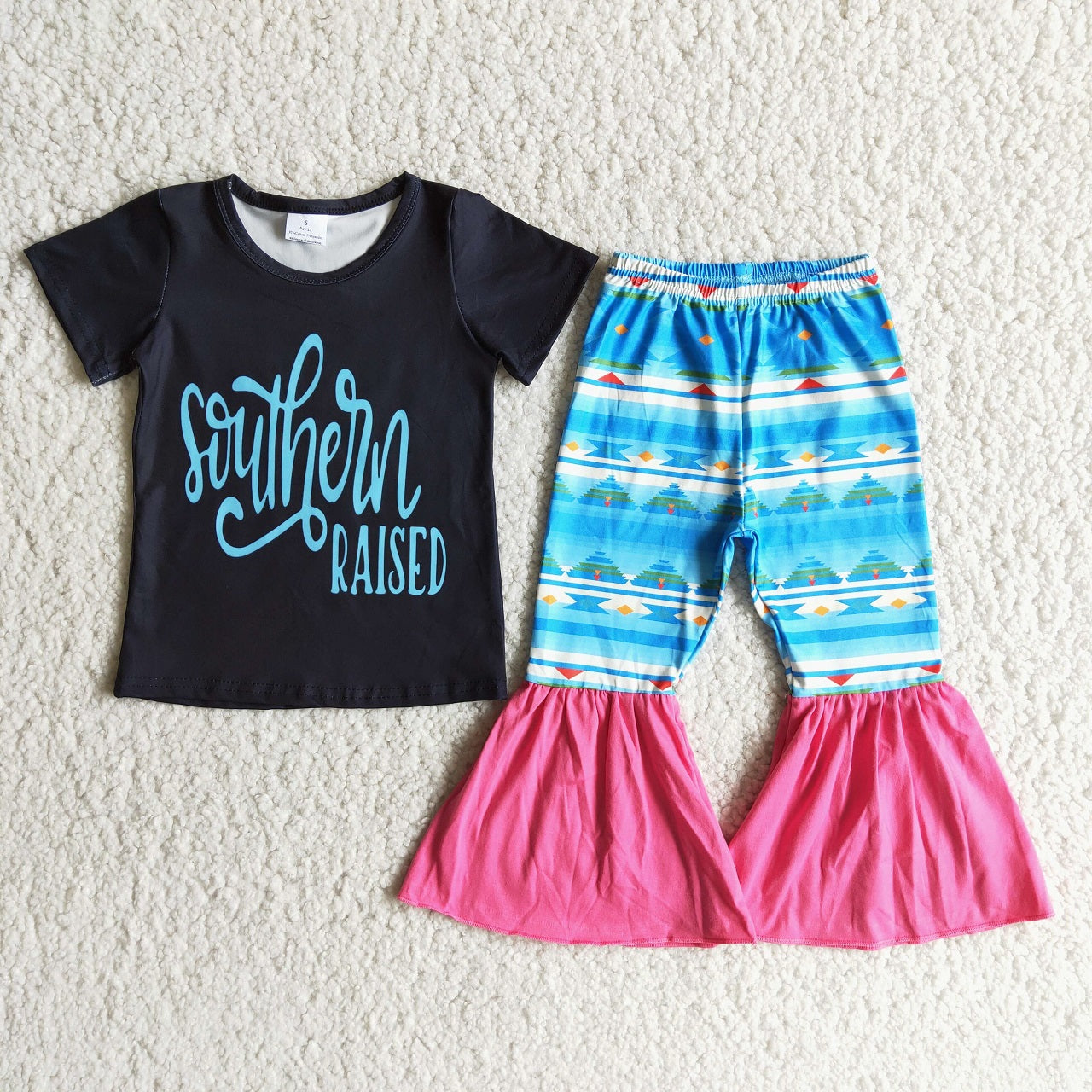 Promotion Baby Girl Southern Raised Shirt Bell Pants Outfit