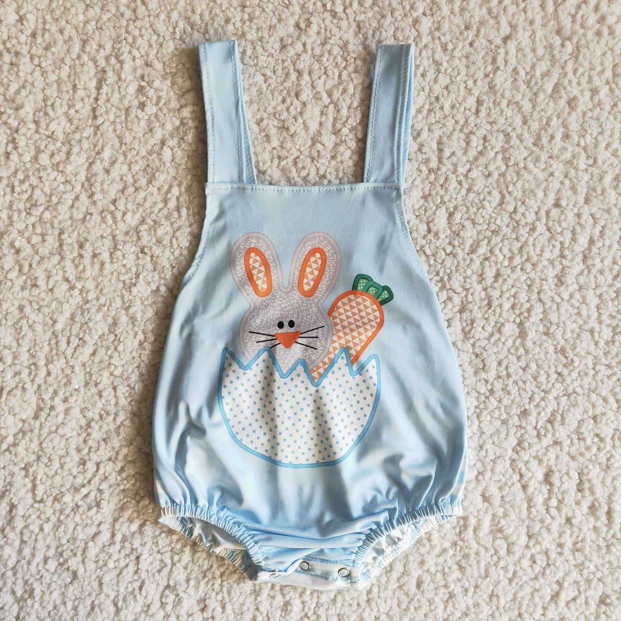 Promotion Easter Baby Boy Rabbit Carrot Shirt Blue Stripes Shorts Outfit RTS