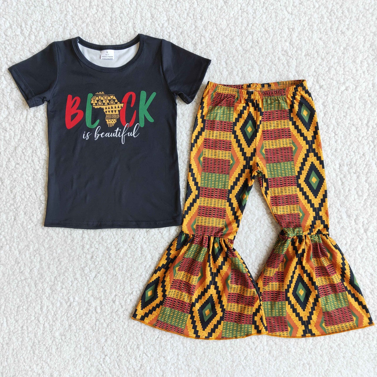 Promotion B7-16 Baby Girl Black Is Beautiful Bell Pants Set