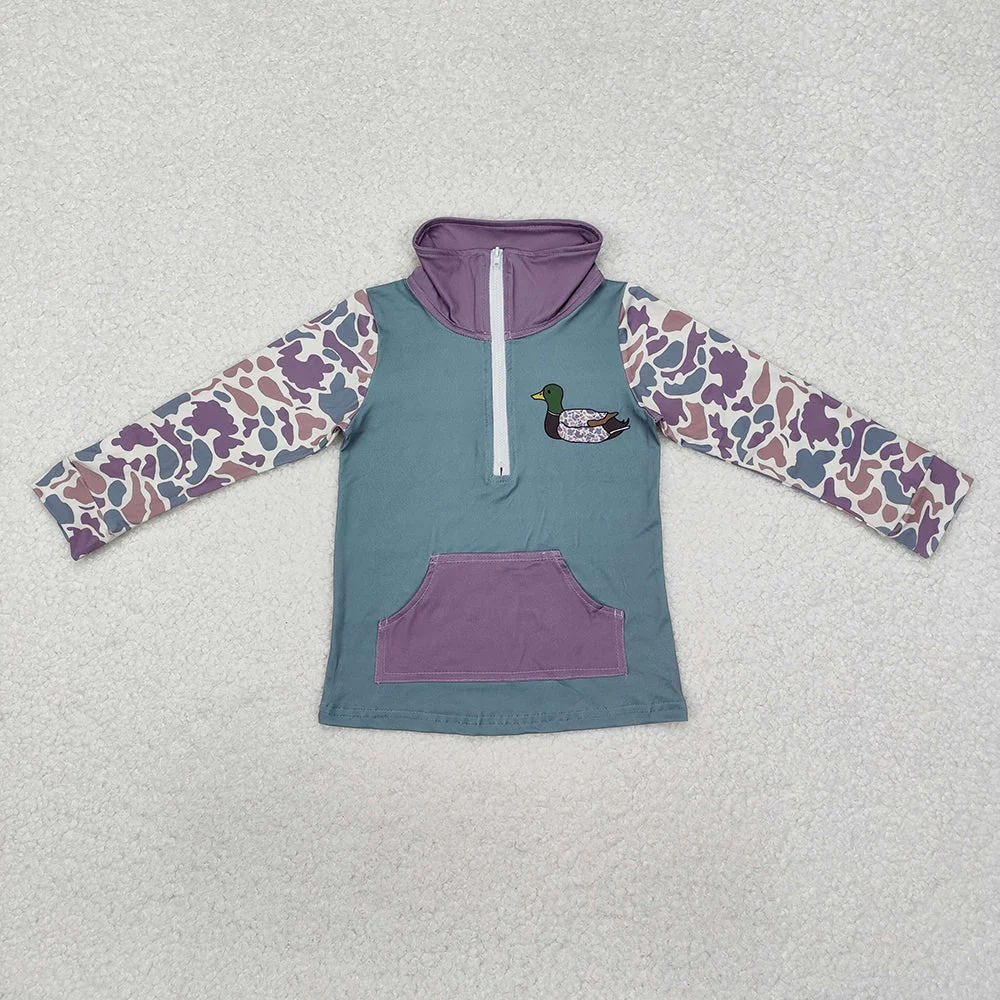 Baby Boy Long Sleeves Camo Zipper Duck Hunting Sibling Brother Pullover Shirt Tops