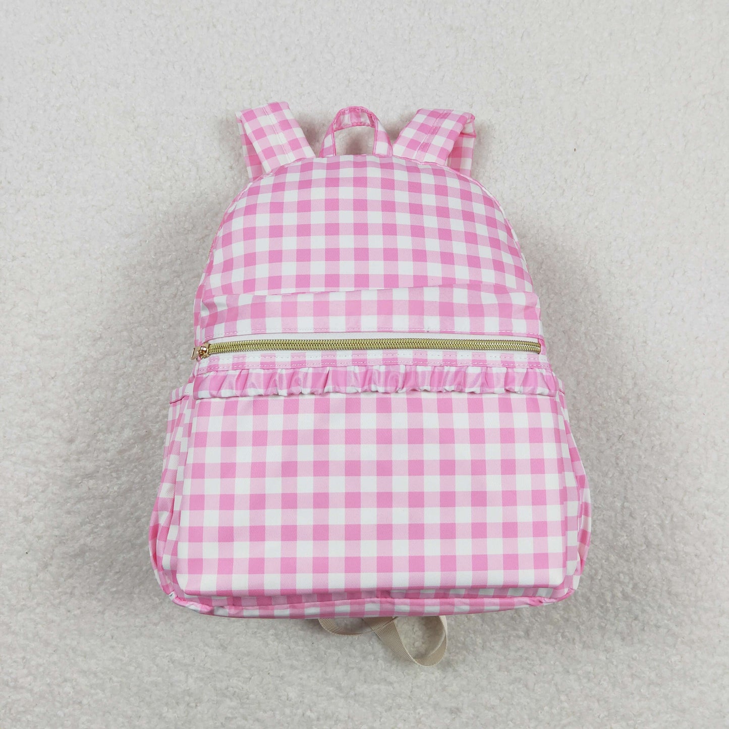 Baby Girl Toddler Women Pink Plaid Sibling Ruffle Lunch Box Backpack Gym Bags