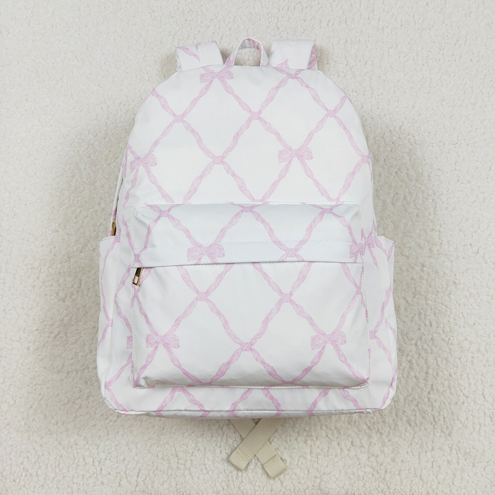 Baby Girl Kids Pink Leopard Bows Plaid Backpack Sibling Bags