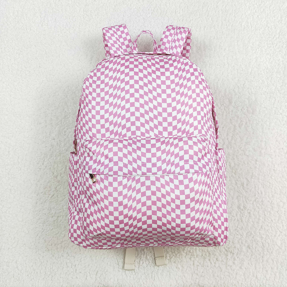 Baby Girl Kids Pink Leopard Bows Plaid Backpack Sibling Bags