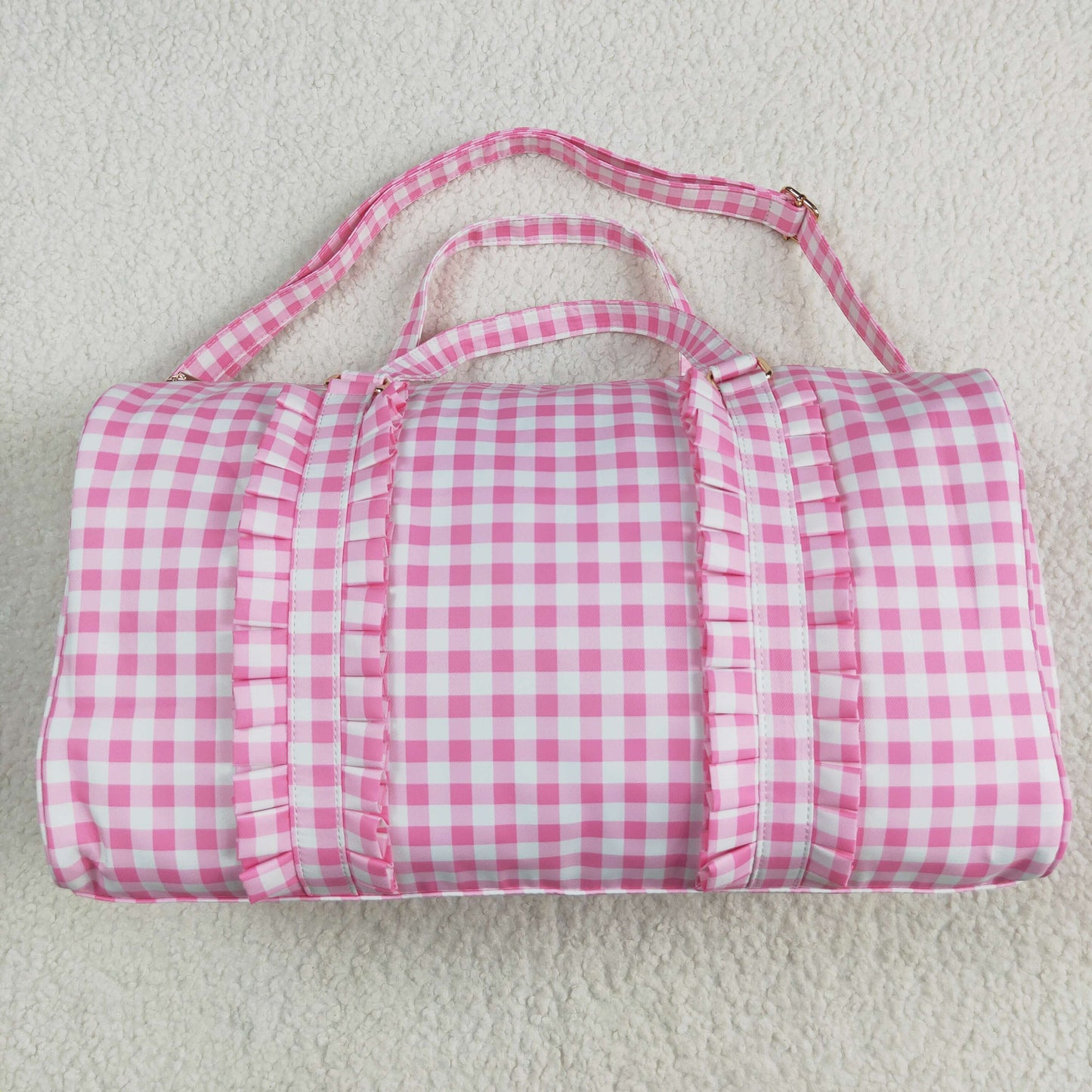 Baby Girl Toddler Women Pink Plaid Sibling Ruffle Lunch Box Backpack Gym Bags