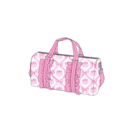( Moq 10 ) Preorder Baby Girl Kids Bows Pumpkins Pink Ruffle Gym Bag