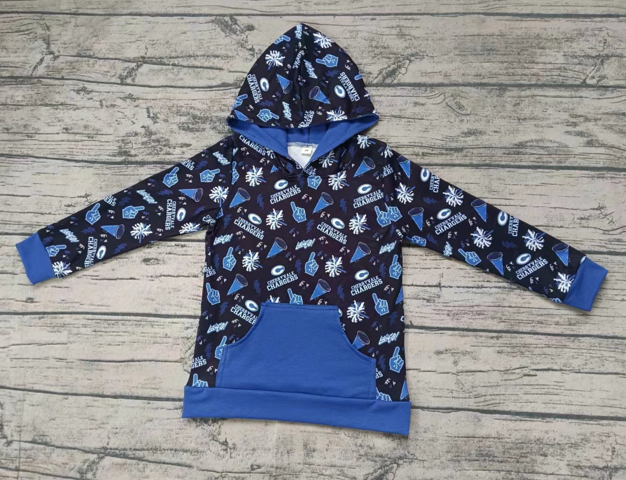 Baby Boy Blue Long Sleeves Hoodie Team Pullover Shirt Tops