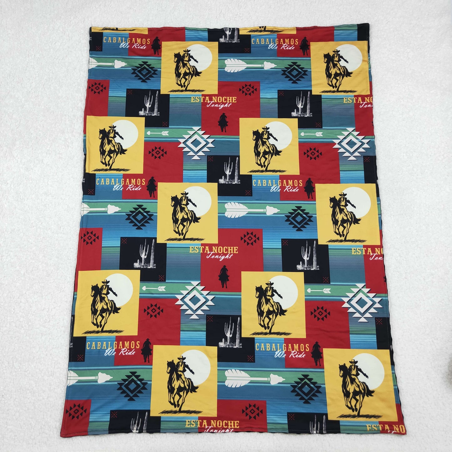 Sibling Baby Boys Girls Kids Cow Cactus Boots Western Blankets RTS
