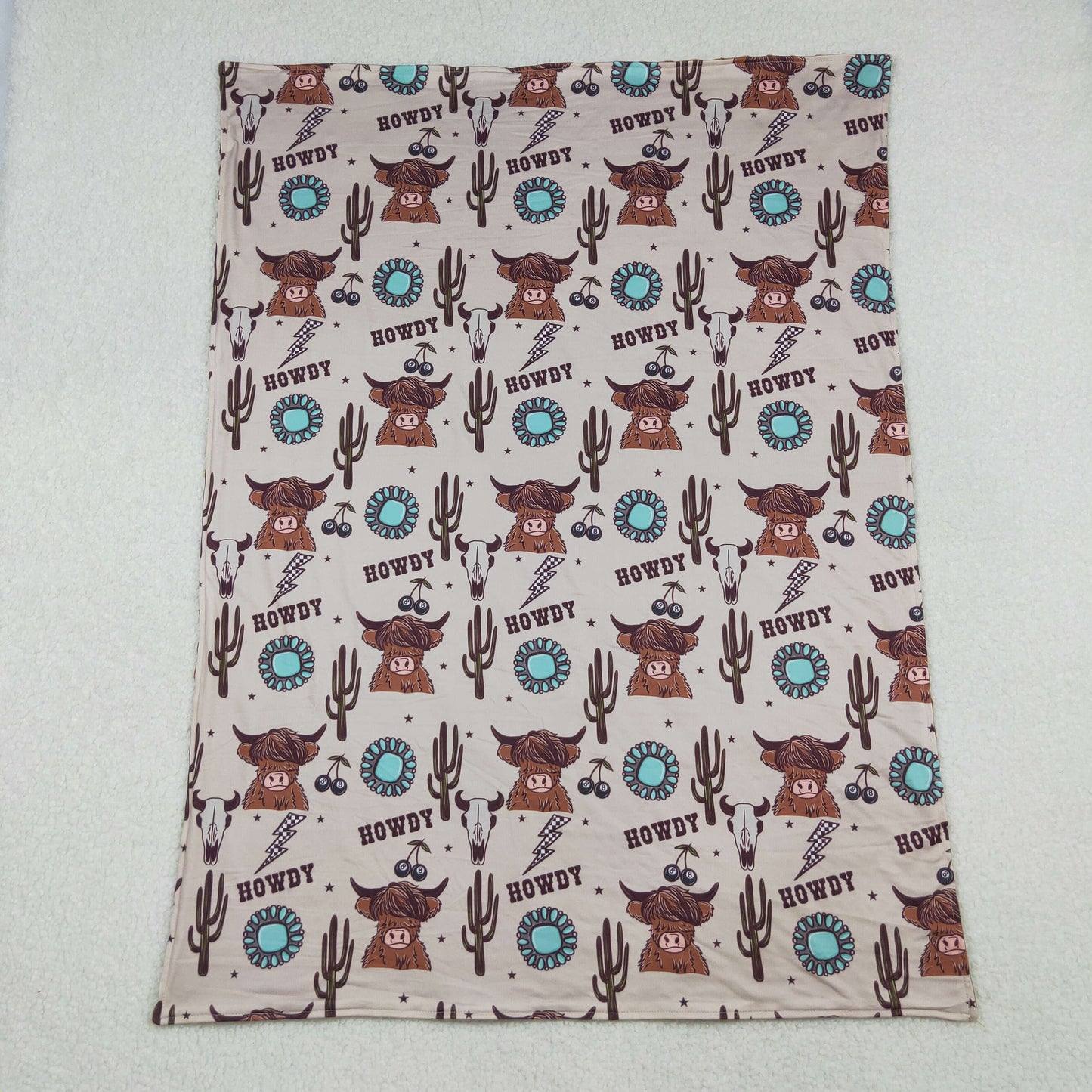 Sibling Baby Boys Girls Kids Cow Cactus Boots Western Blankets RTS
