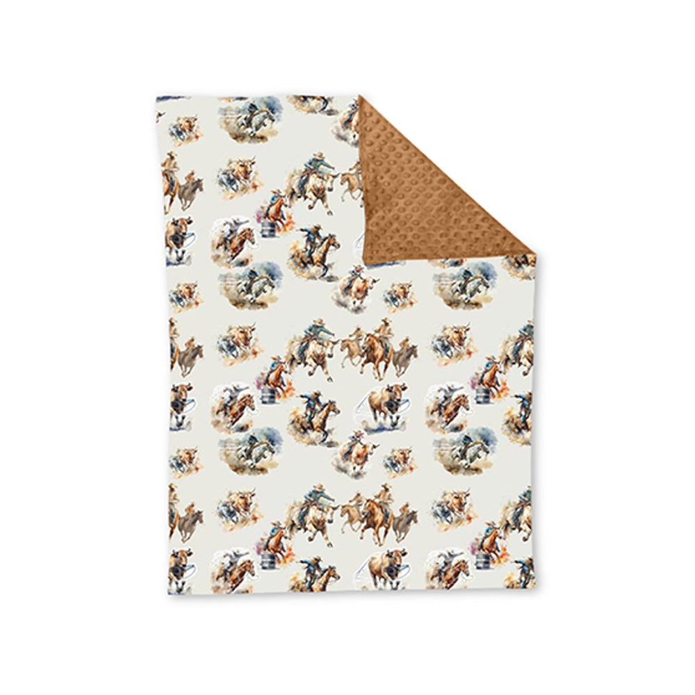 Pre-order Baby Toddler Kids Western Horse Rodeo Minky Blanket