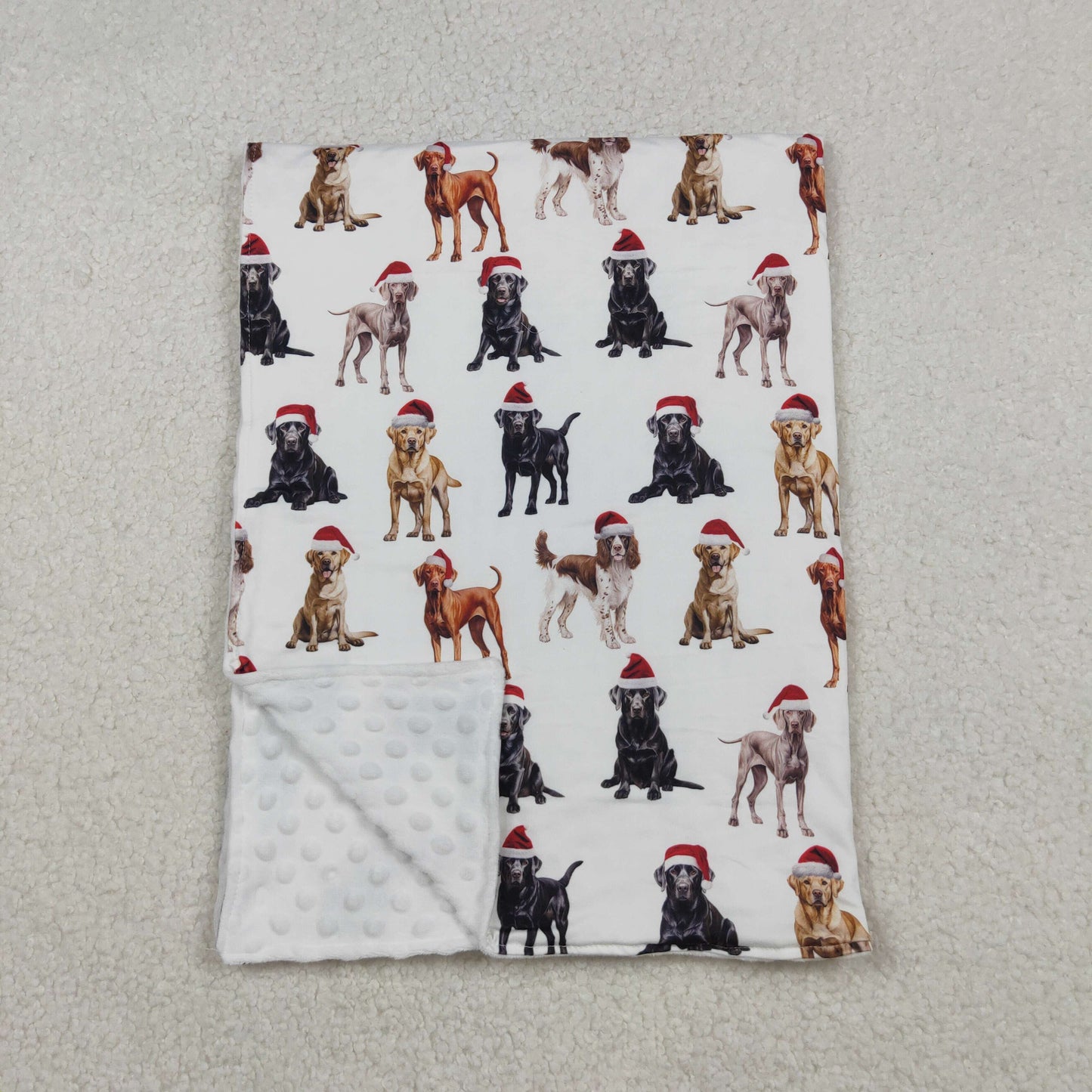 Sibling Baby Boys Girls Kids Dogs Tree Santa Pattern Christmas Blankets RTS