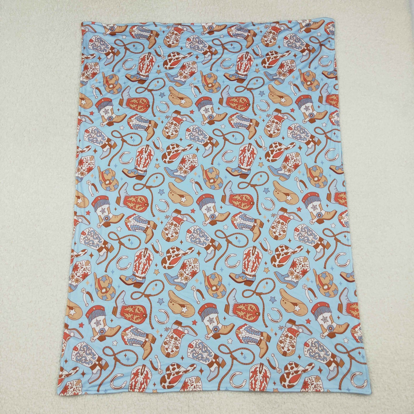 Sibling Baby Boys Girls Kids Cow Cactus Boots Western Blankets RTS