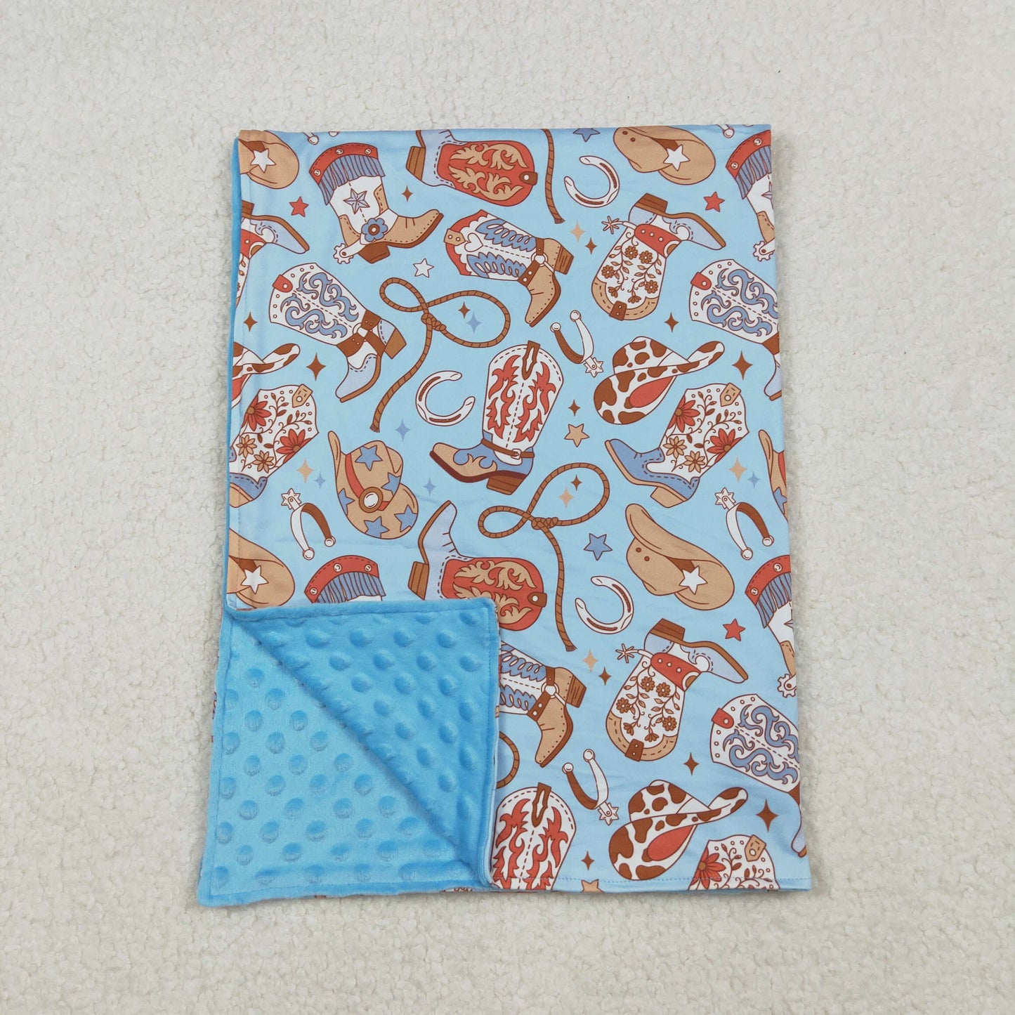 Sibling Baby Boys Girls Kids Cow Cactus Boots Western Blankets RTS