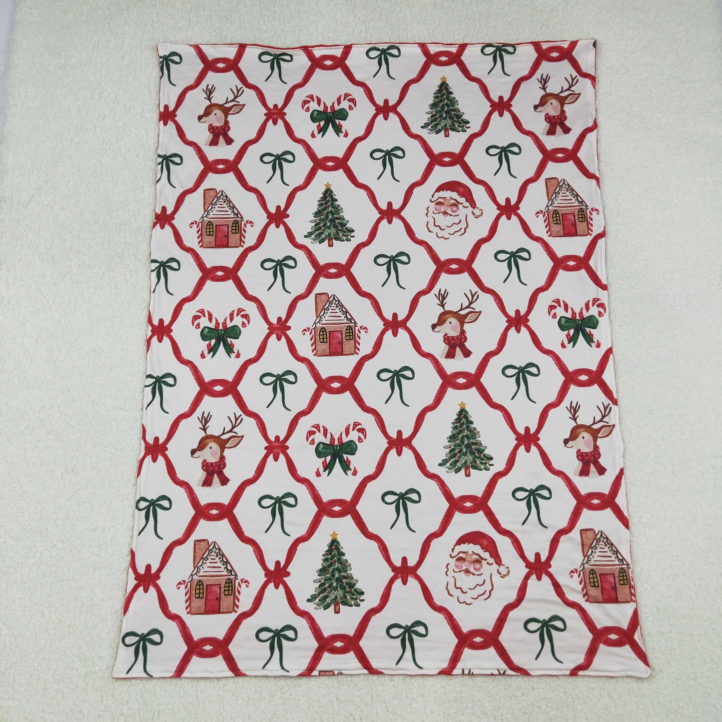 Sibling Baby Boys Girls Kids Dogs Tree Santa Pattern Christmas Blankets RTS