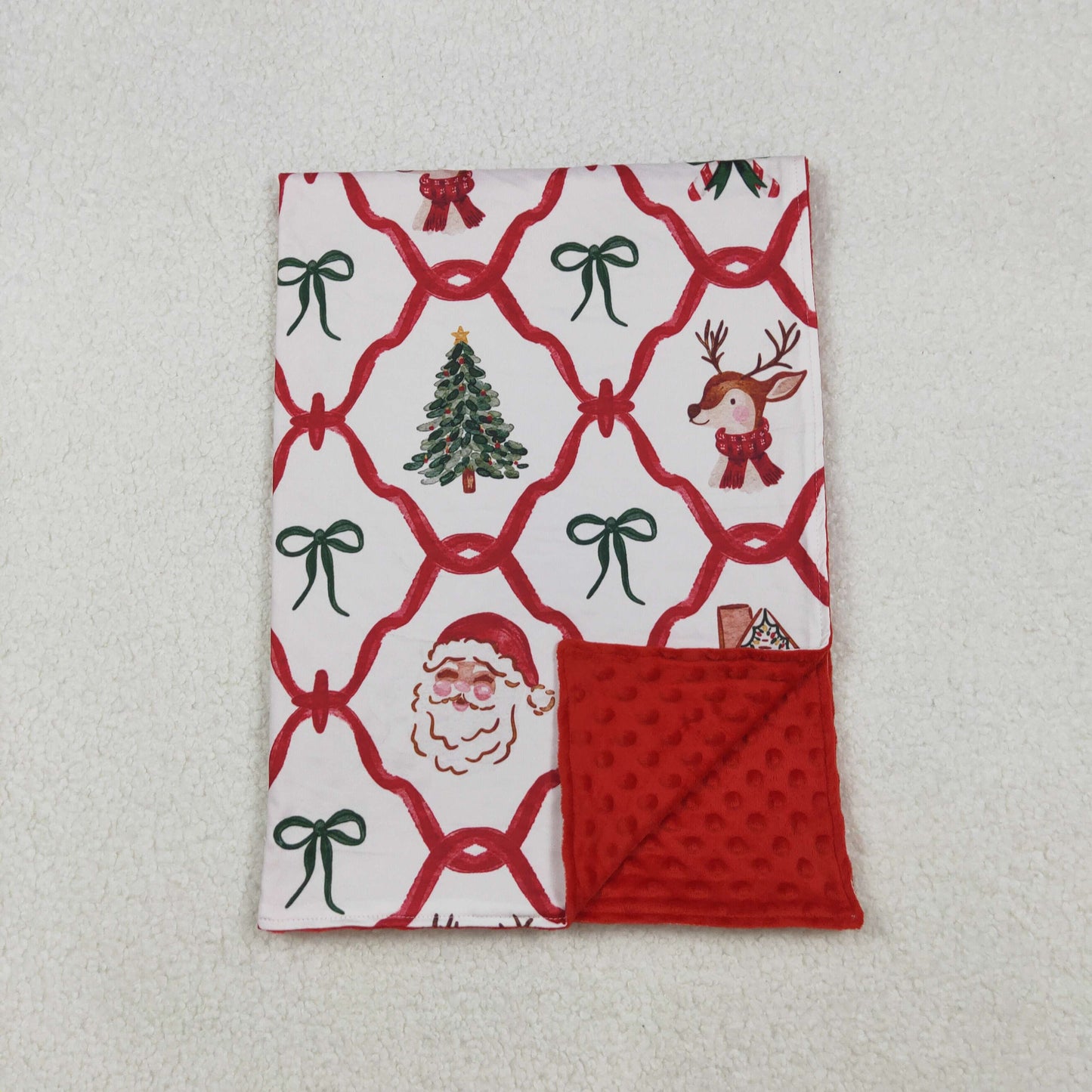 Sibling Baby Boys Girls Kids Dogs Tree Santa Pattern Christmas Blankets RTS