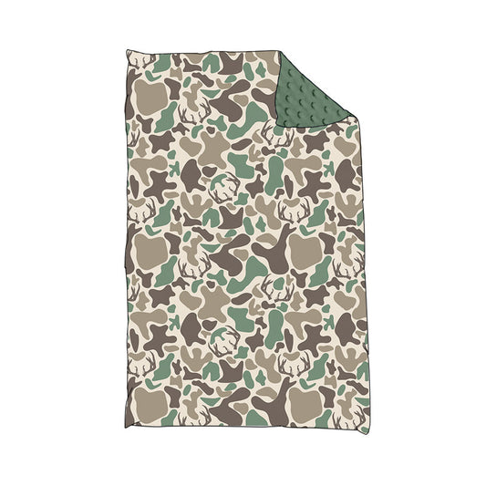 ( Moq 5 ) Preorder Boys Kids Deer Camo Hunting Green Blanket