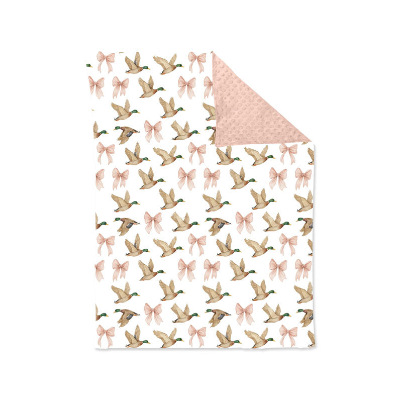 ( Moq 5 ) Preorder Baby Girls Kids Ducks Pink Bows Blanket