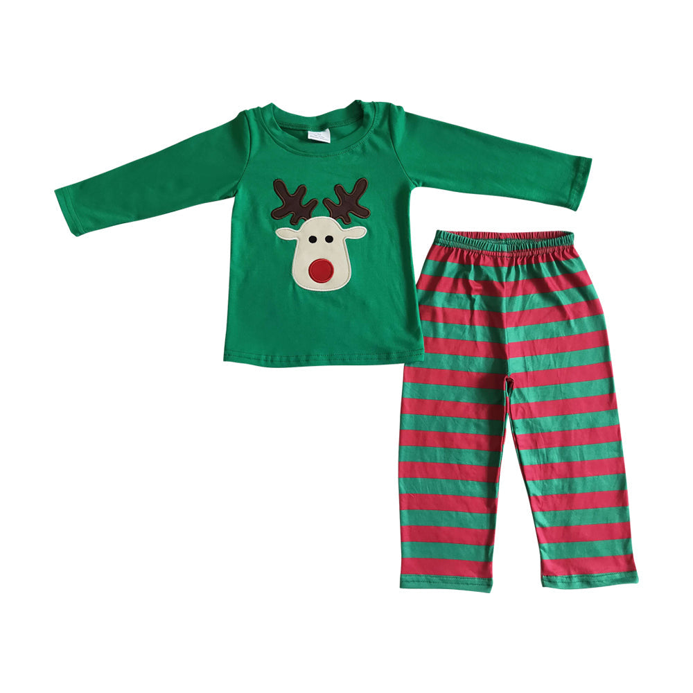 Baby Boy Girl Long Sleeves Embroidery Deer Sibling Christmas Romper Dress Set RTS