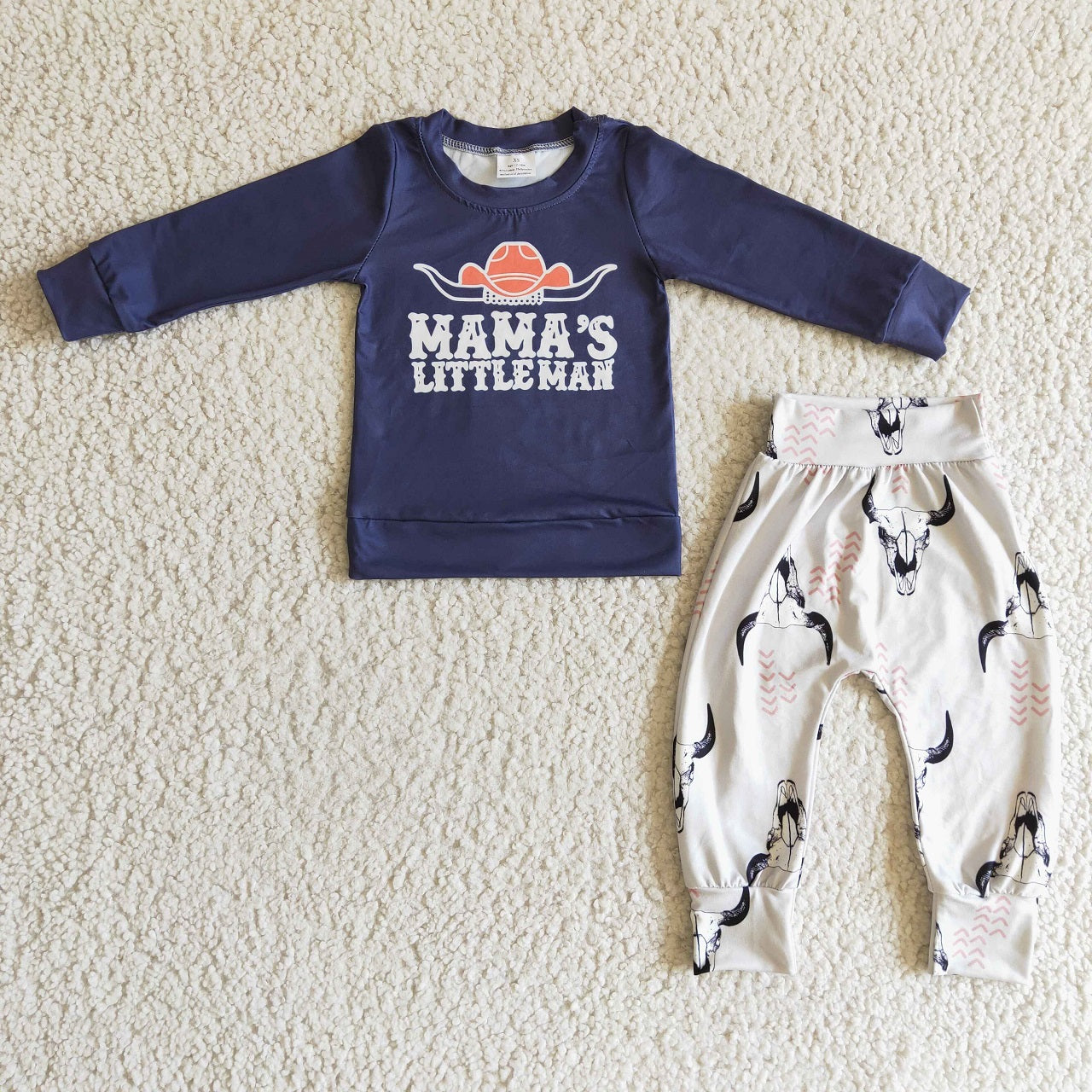 Baby Boy Long Sleeves Mama's Shirt Western Cow Pants Outfit