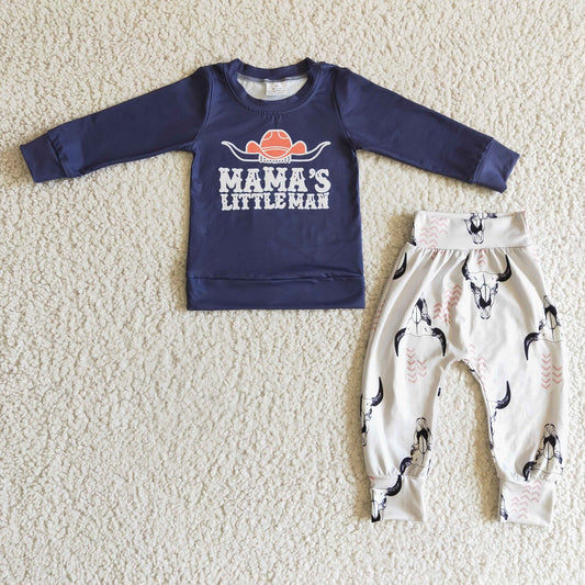 Baby Boy Long Sleeves Mama's Shirt Western Cow Pants Outfit