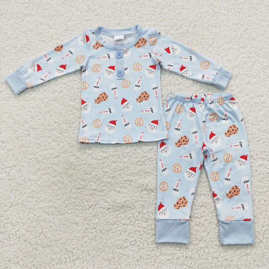Promotion Baby Boy Christmas Long Sleeves Santa Cakes Shirt Pants Outfit Pajamas RTS