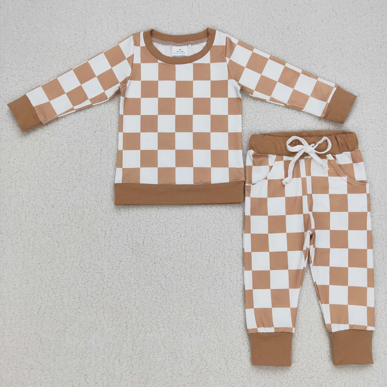 Promotion Baby Kids Toddler Long Sleeves Shirt Pocket Pants Checked Outfit