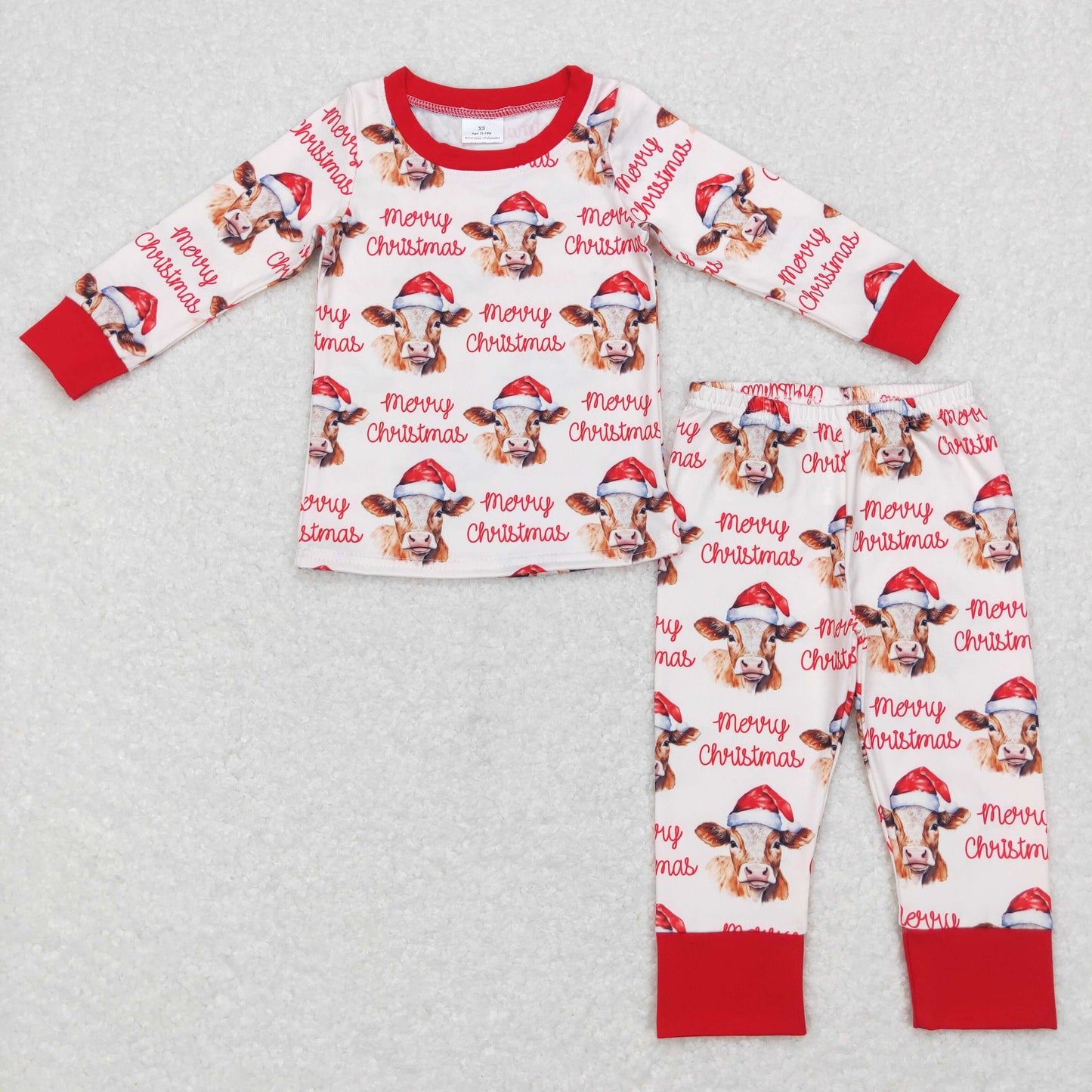 Sibling Baby Boys Girls Merry Christmas Hats Cows Farm Pant Pajamas Clothes Sets Rompers