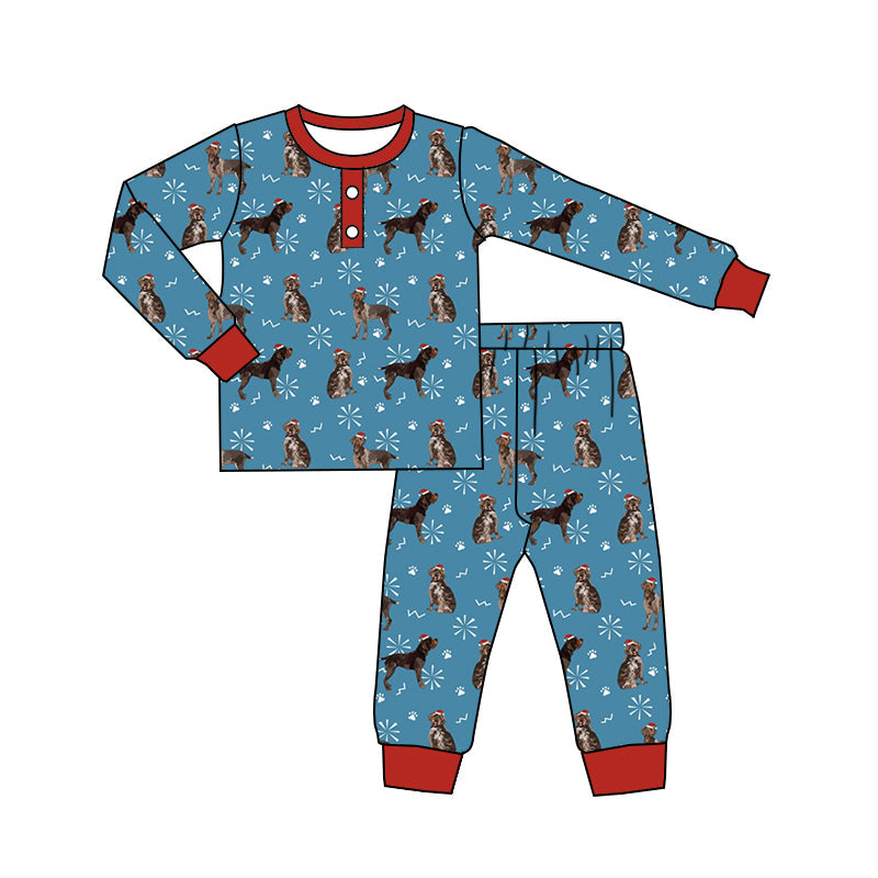 Pre-order Baby Girls Christmas Dogs Snowflakes Shirt Pants Pajamas Set
