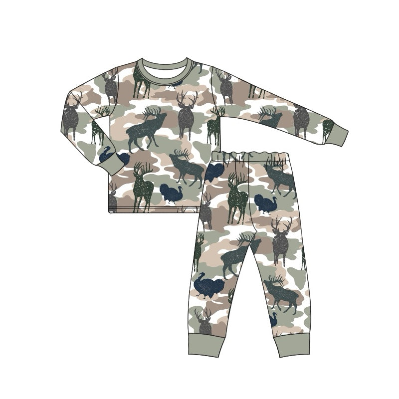 Pre-order Baby Boy Deers Hunting Camo Shirt Pants Pajamas Set