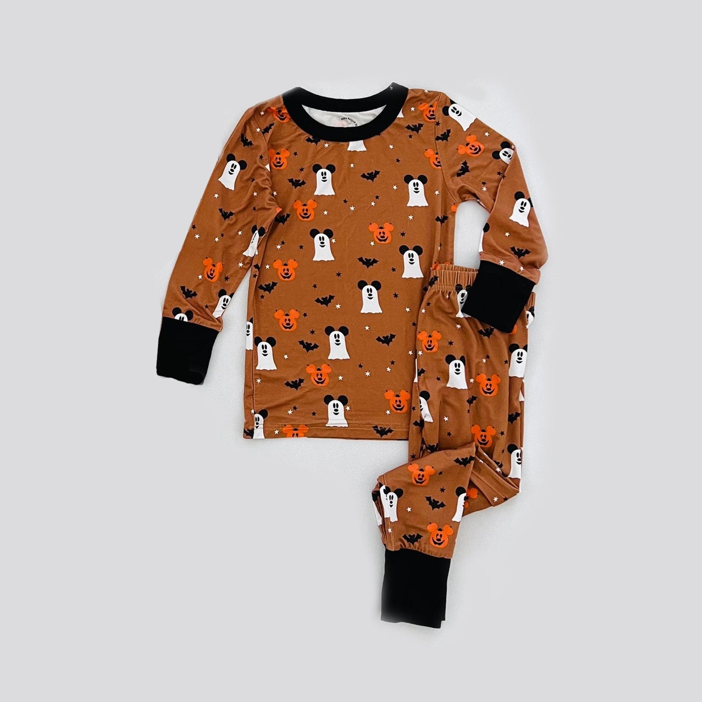 Pre-order Baby Boy Halloween Ghost Brown Shirt Pants Pajamas Set