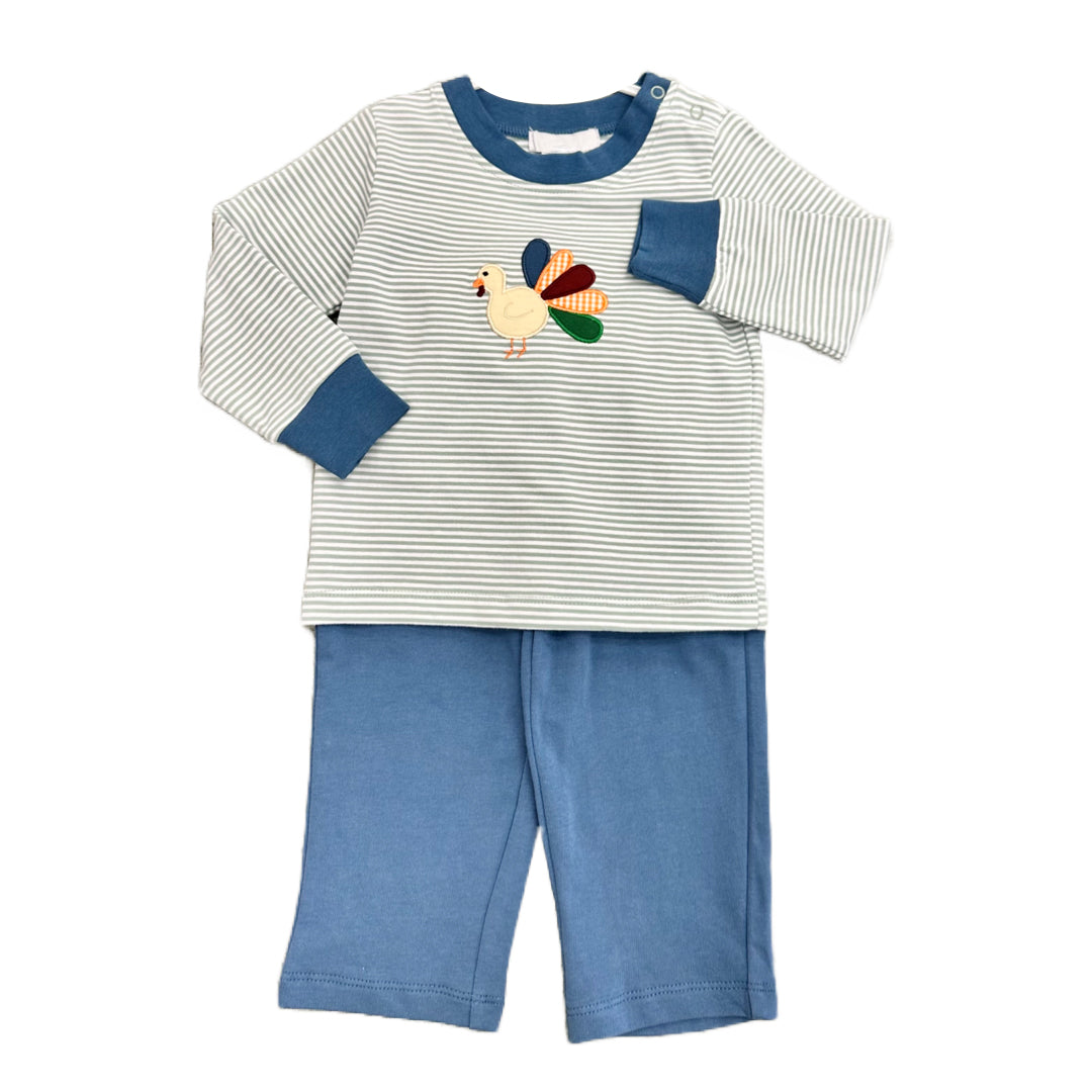 Pre-order Baby Boy Stripes turkey Tops Pants Pajamas Set