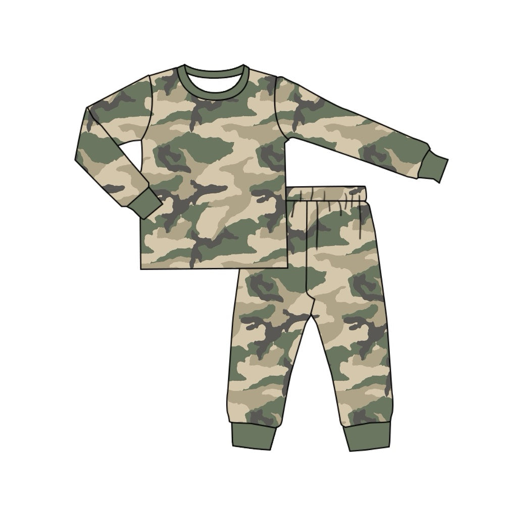 Pre-order Baby Boy Green Camo Shirt Pants Pajamas Set