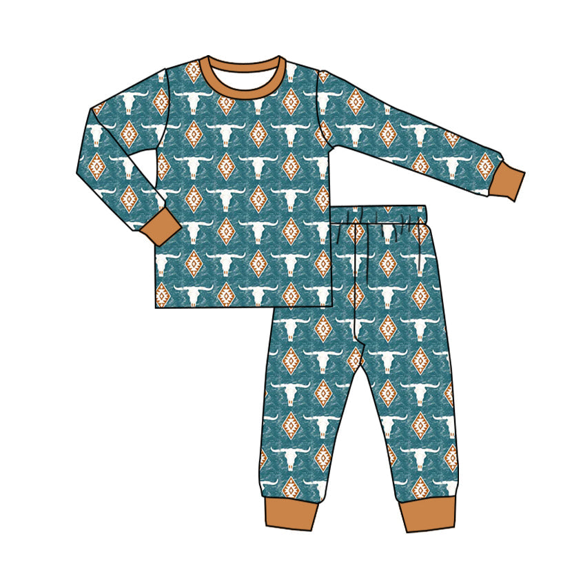 Pre-order Baby Boy Western Cows Aztec Shirt Pants Pajamas Set