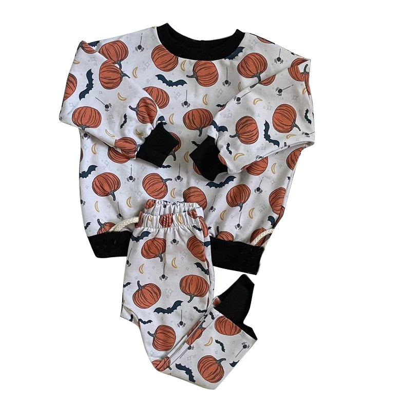 Pre-order Baby Boy Halloween Bats Pumpkin Shirt Pants Pajamas Set
