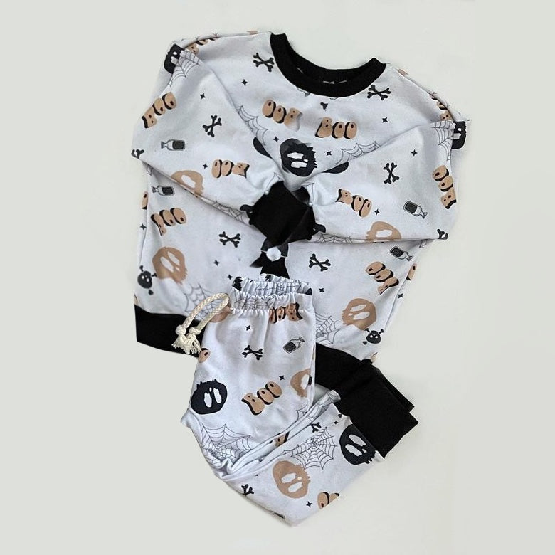 Pre-order Baby Boy Boo Pumpkin Shirt Pants Pajamas Halloween Set