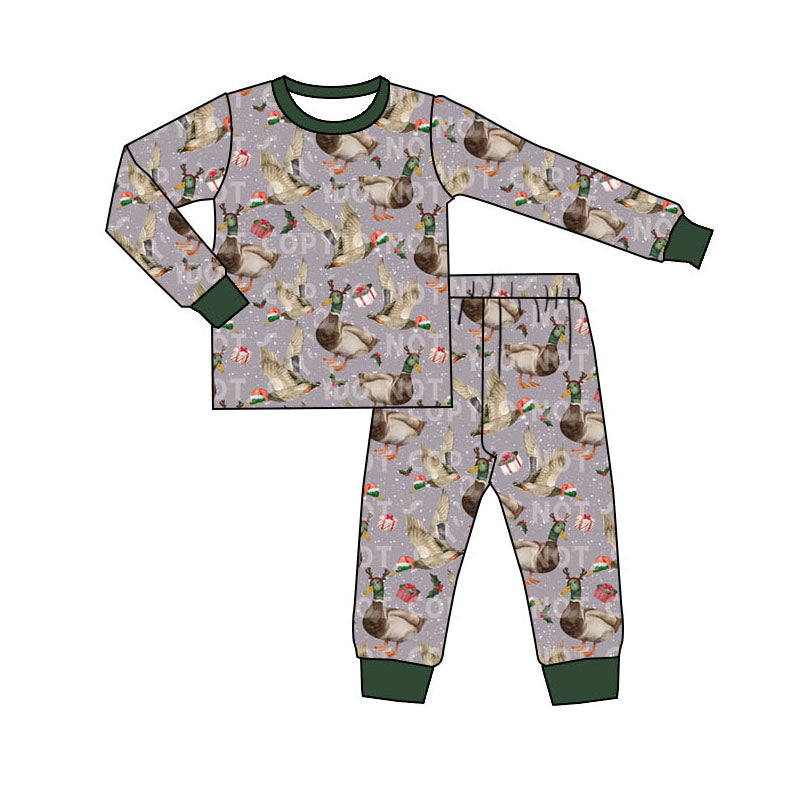 Pre-order Baby Boy Christmas Ducks Shirt Pants Pajamas Set