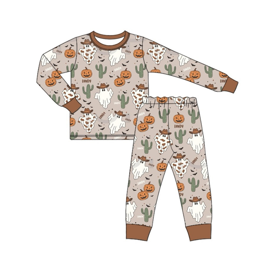 Pre-order Baby Boy Pumpkin Ghost Cactus Halloween Pajamas Set