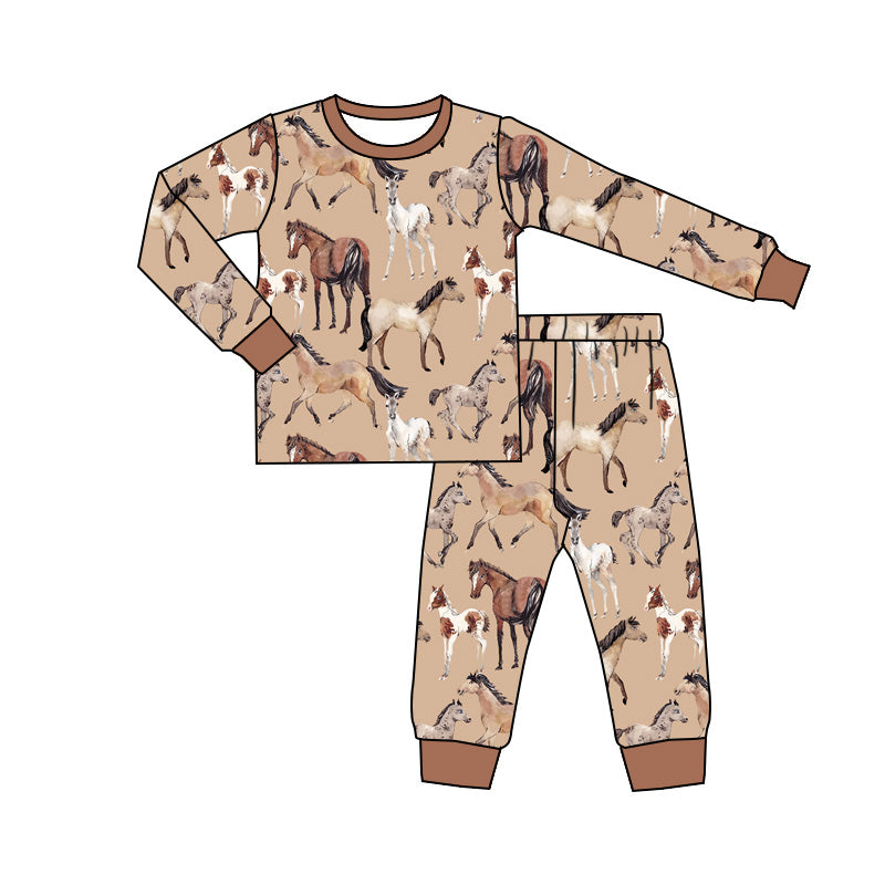 Pre-order Baby Boy Horse Western Shirt Pants Pajamas Set