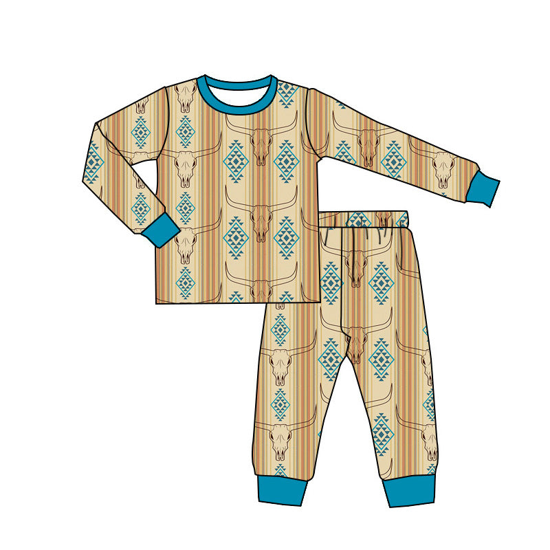 Pre-order Baby Boy Western Cow Aztec Shirt Pants Pajamas Clothes Set