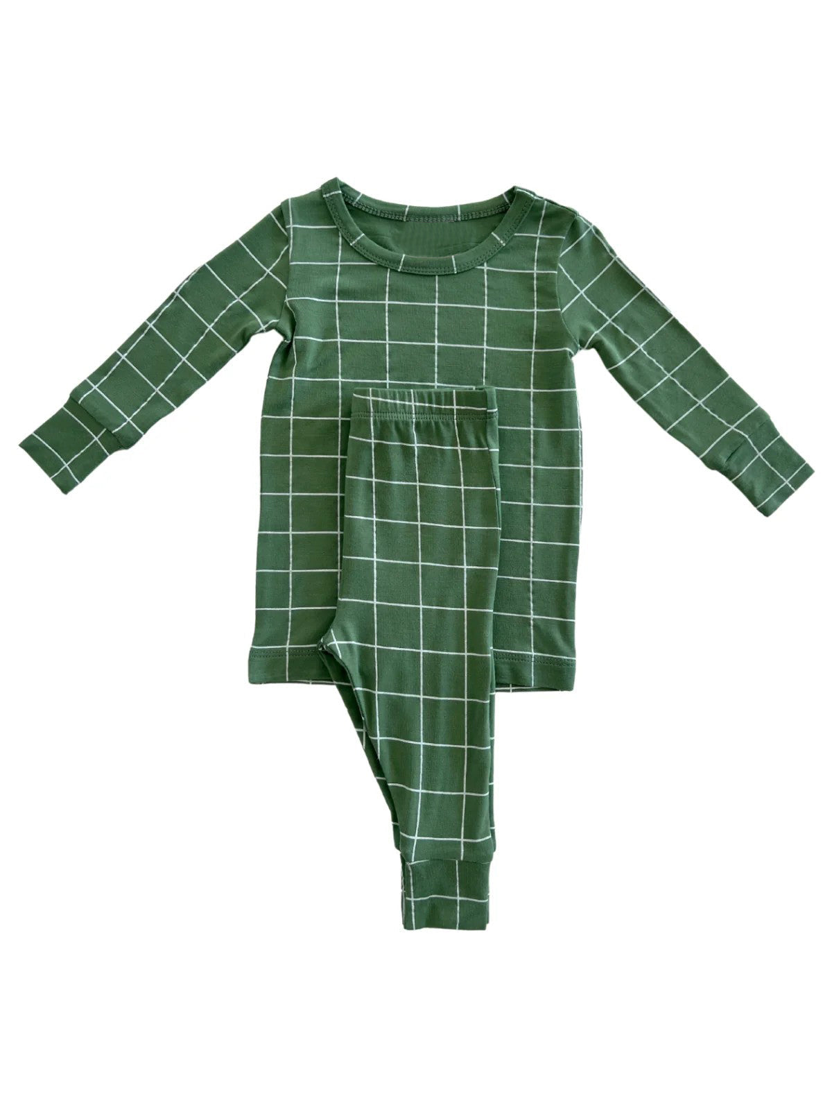 Pre-order Baby Boy Green Checkered Shirt Pants Pajamas Clothes Set