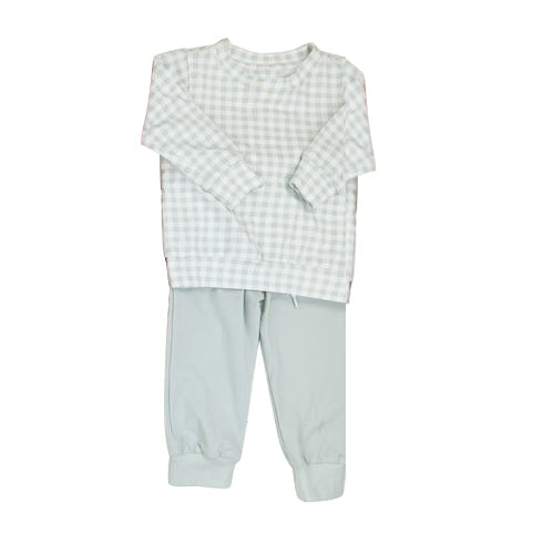 Pre-order Baby Boy Green Checkered Shirt Pants Pajamas Outfit Clothes Set