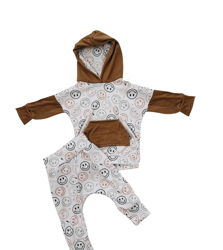 Pre-order Baby Boy Smile Hoodie Shirt Pants Clothes Set