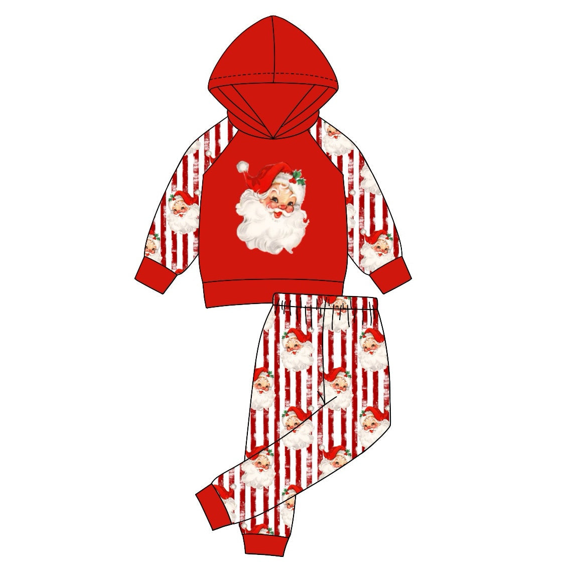 Pre-order Baby Boy Christmas Santa Hoodie Red Shirt Pants Clothes Set